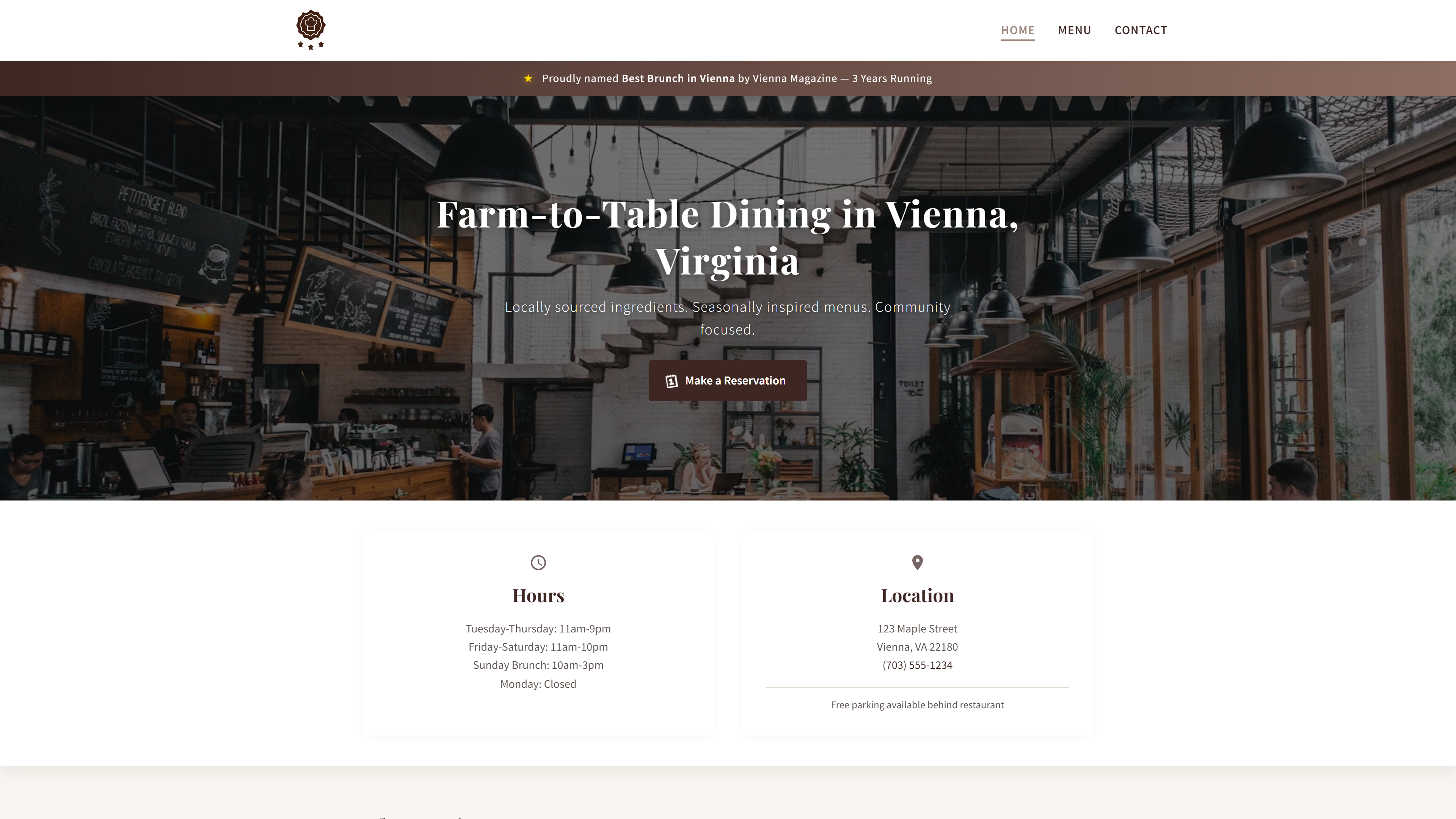 Maple Street Bistro website preview